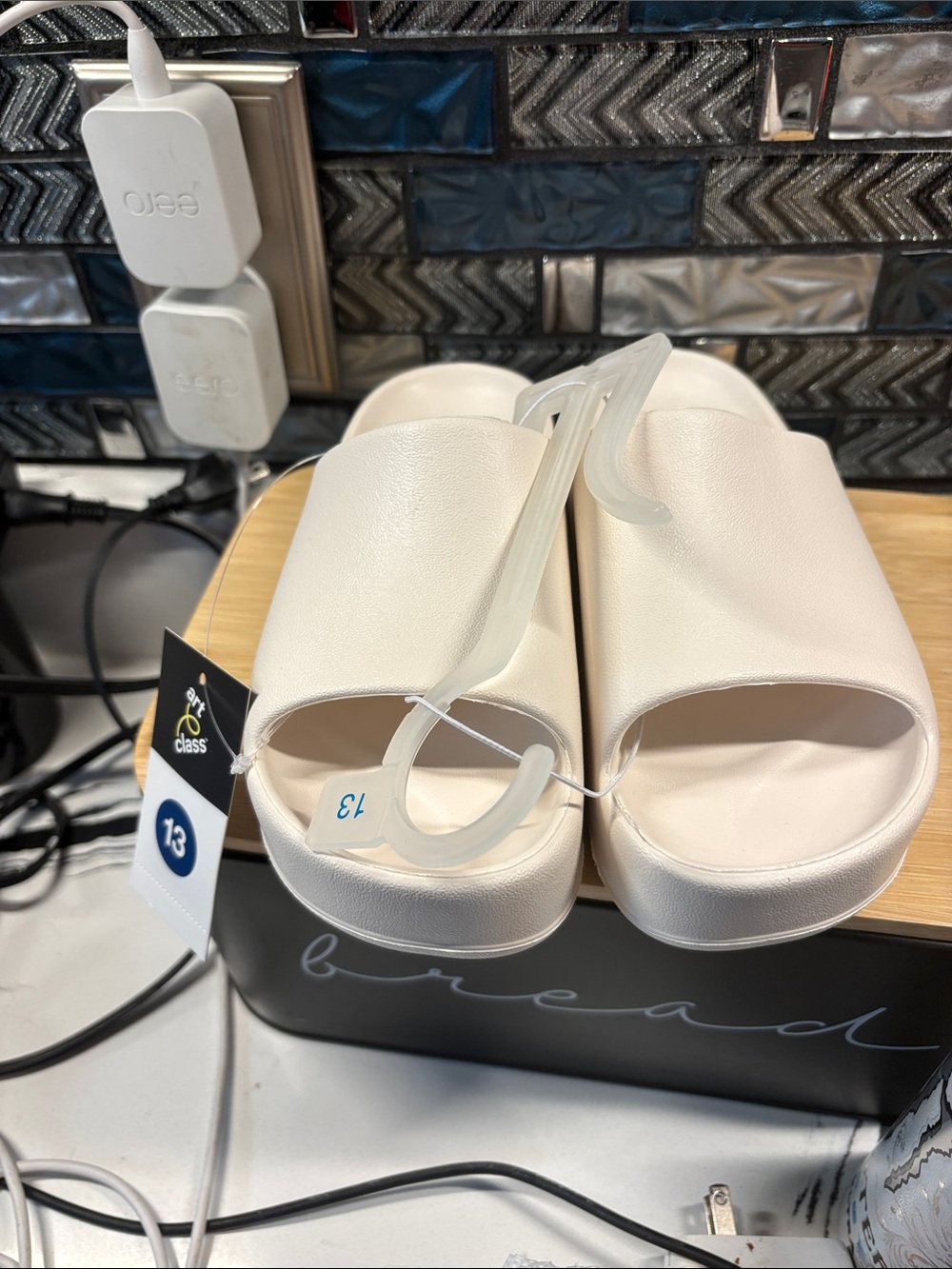 art class Cream Platform Slide Sandals for Kids